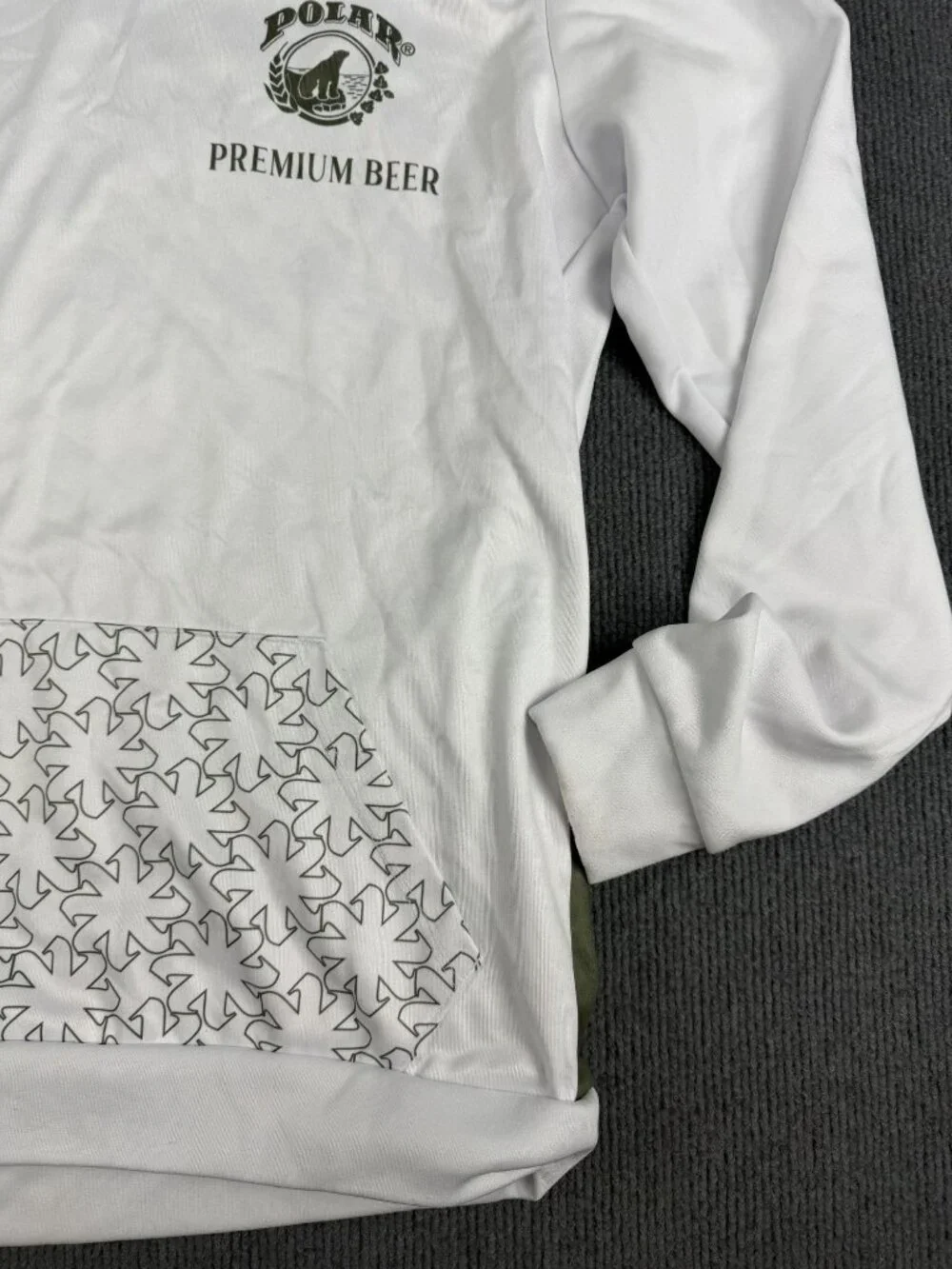Polar Premium Beer Unisex White Green Camo Hoodie Sweatshirt Medium